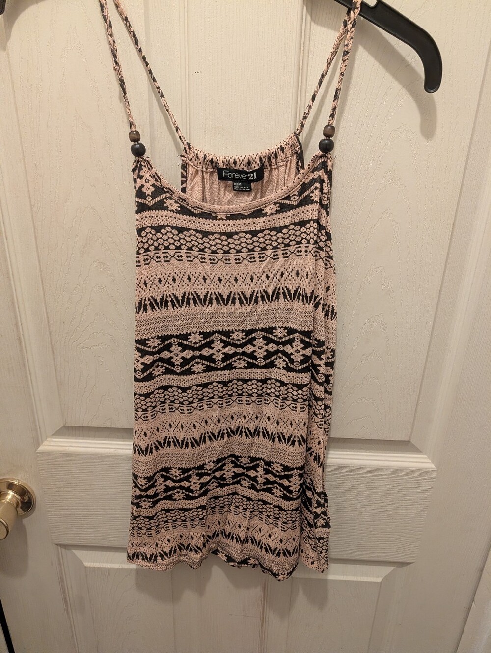 Forever 21 Black and Light Pink Aztec Print Spaghetti Strap Cami Size M